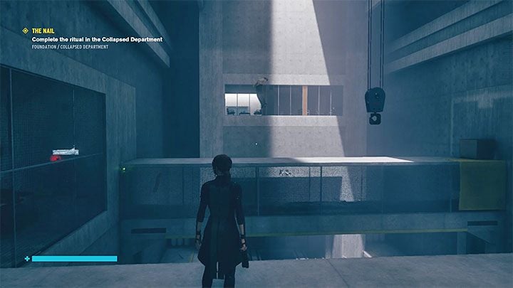 You must climb a bit and reach the top of two bridges connecting the previously visited control room and the generator room - Control: The Nail, Warehouse and Collapsed Department - walkthrough - Walkthrough - Control Guide