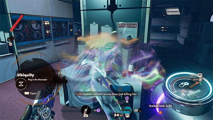 Get the device to the last defeated Wenjie, and use it on her suck up the remains and get Residuum - Deathloop: Ubiquity - walkthrough - Arsenal Leads - Deathloop Guide